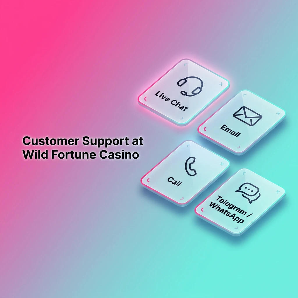 Wild Fortune Casino 24/7 customer support options including live chat, email, and FAQ centre for Australian players