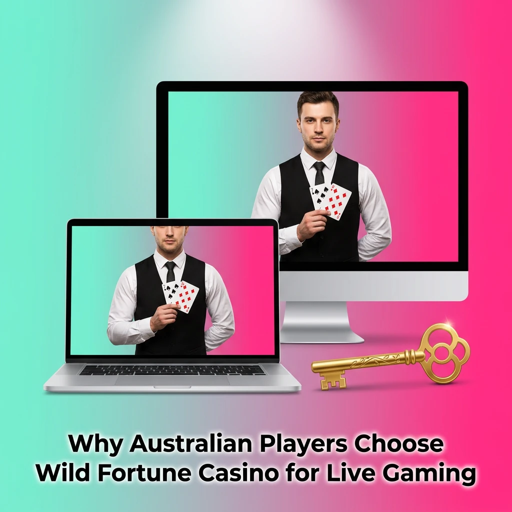 Australian players at Wild Fortune Casino enjoying live dealer games with AUD banking, multi-device access, and licensed fair play.