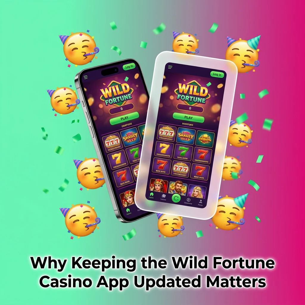 Casino app update notification on smartphone screen showing security, performance, and new game improvements