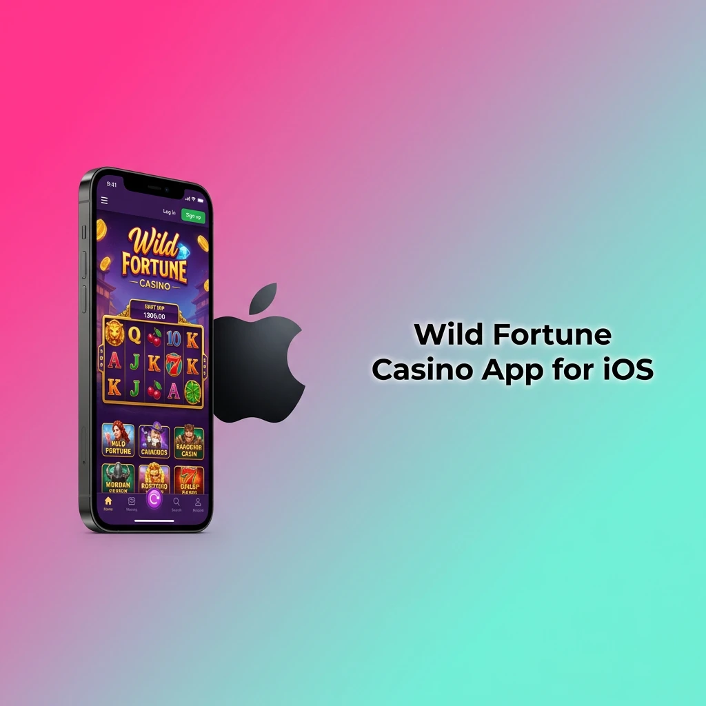 Wild Fortune Casino app interface displayed on iPhone and iPad, showing optimized mobile casino and betting experience for iOS users.